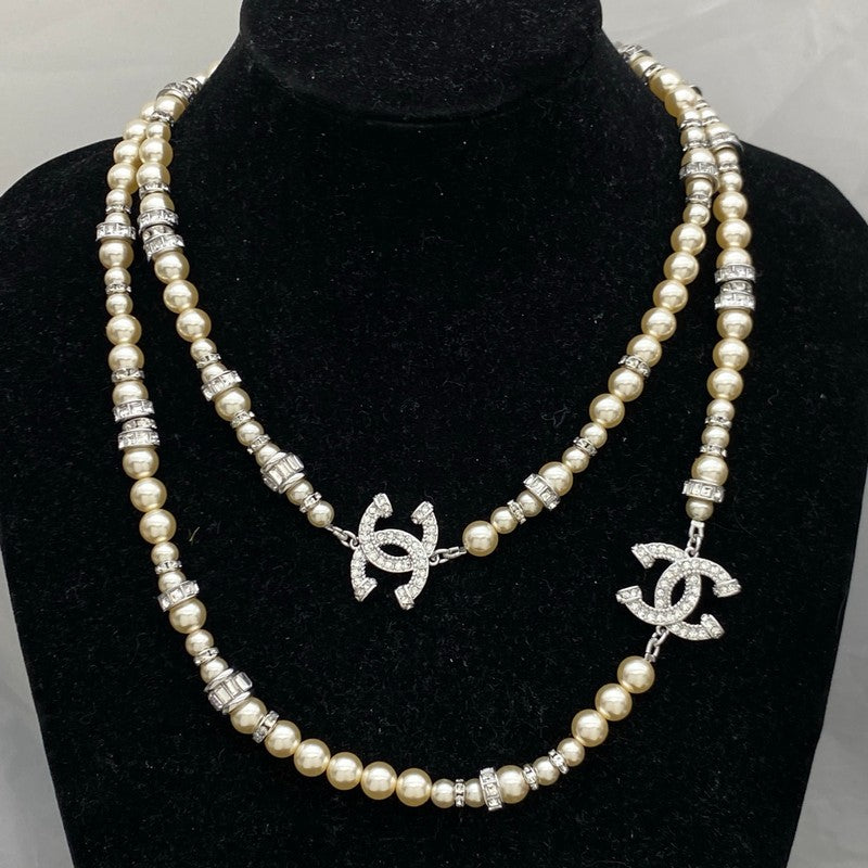 CC Crystal Pearl Long Necklace