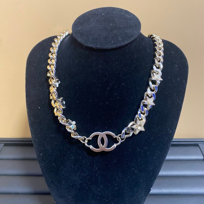 CC Blue Pave Diamond Logo Necklace