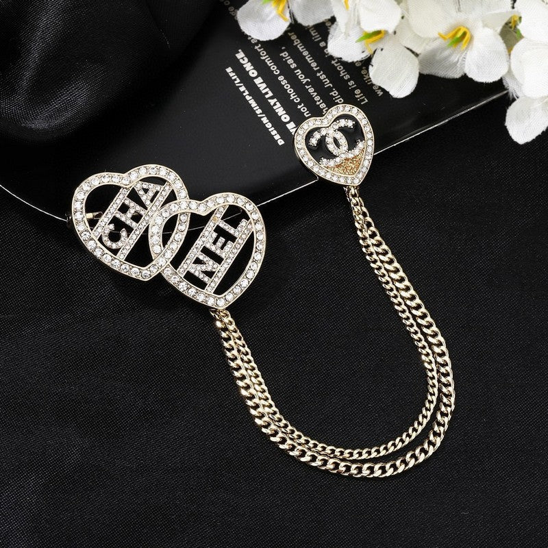 CC Triple Heart Chain Brooch
