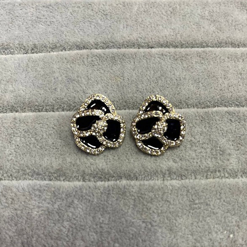CC Black Flower Diamond Earrings