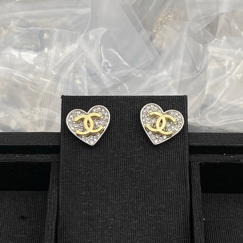 CC Heart Diamond Earrings