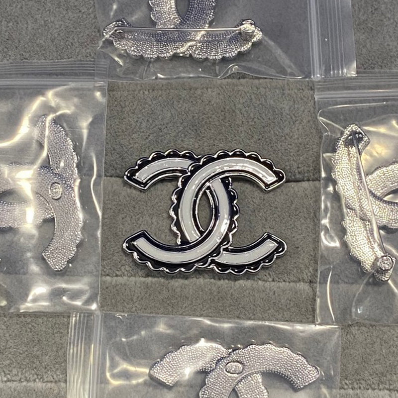 CC Black & White Gold Brooch
