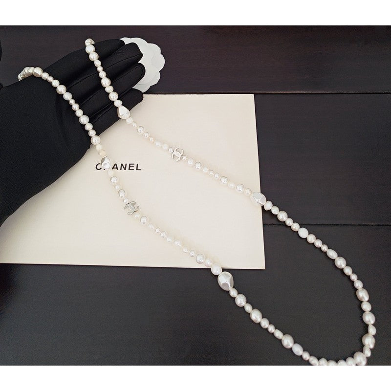 CC Irregular Pearl Long Necklace