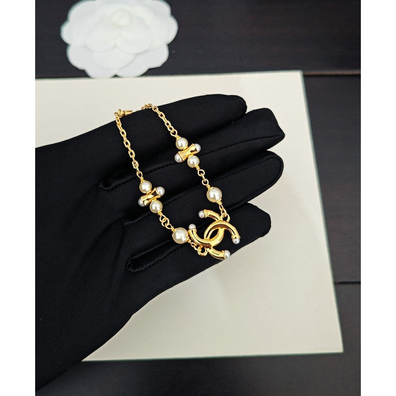 CC Pearl Gold Chain Bracelet