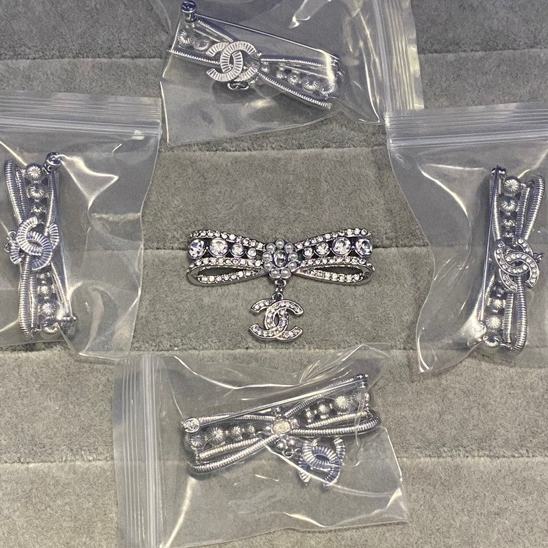 CC Bow Tie Pave Diamond Brooch