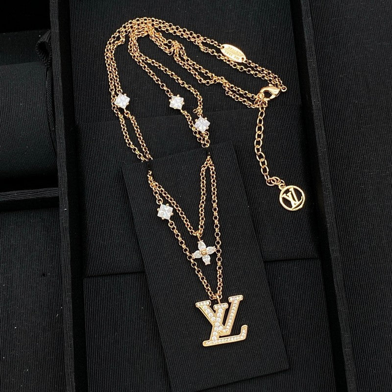 Louis Blossom Diamond Logo Necklace