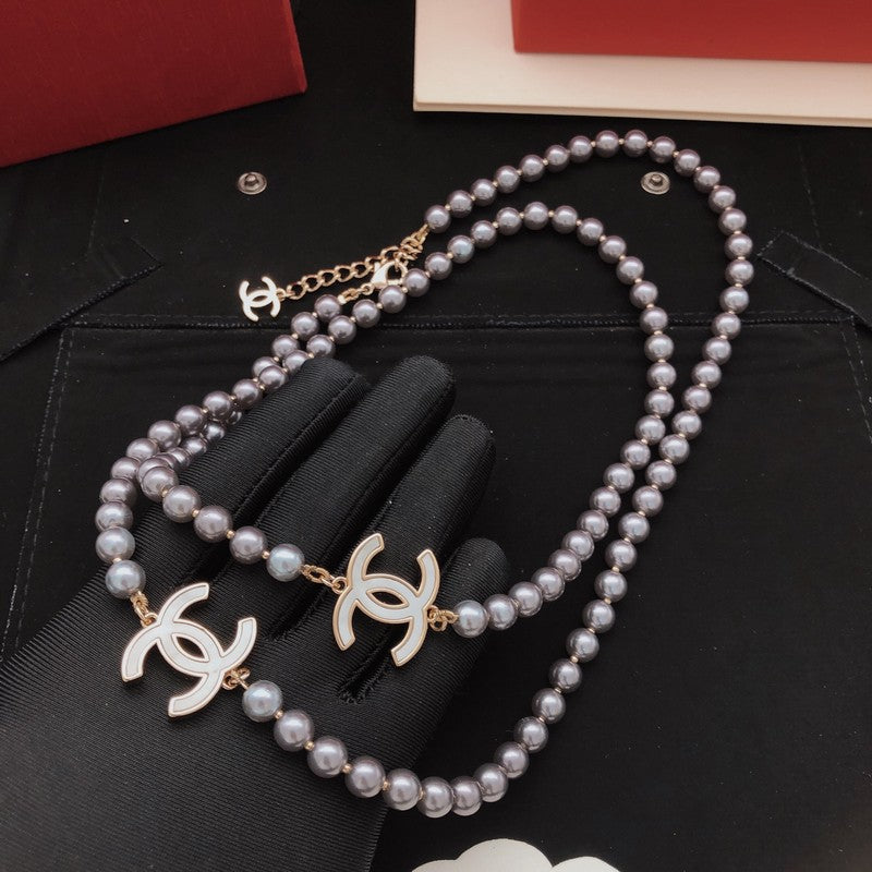 CC Purple Pearl Long Necklace