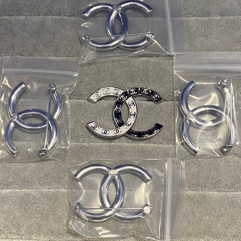 CC Black & White Gold Brooch