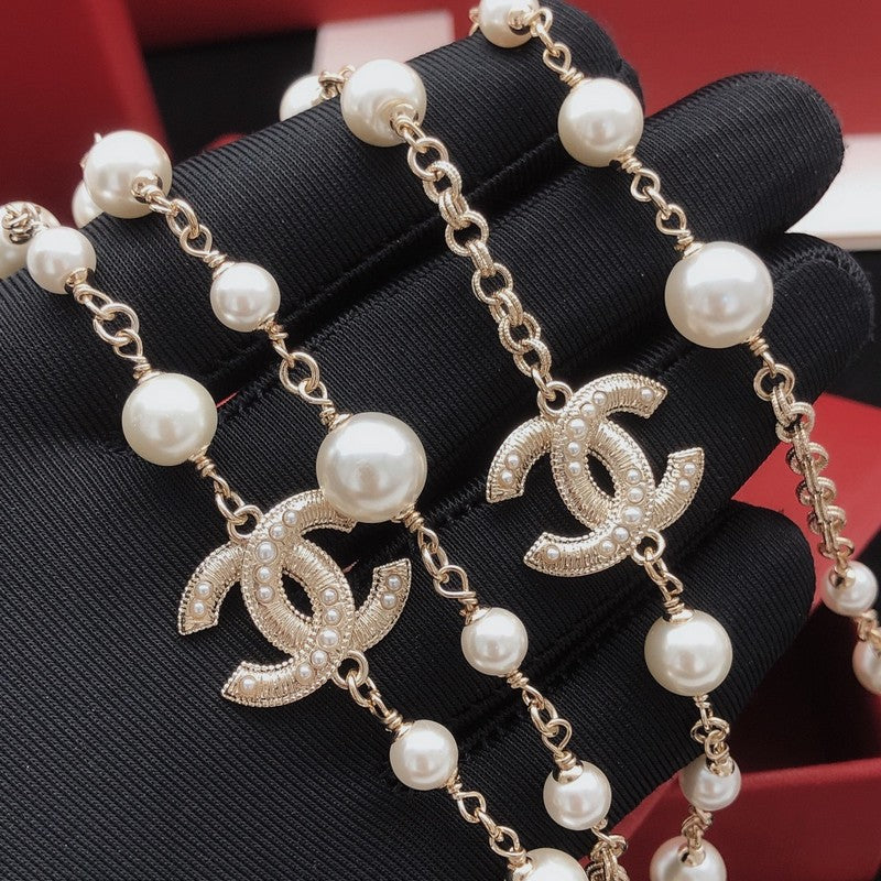 CC Faux Pearl Long Necklace