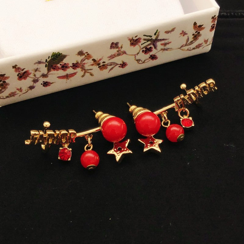 CD Tribales Red Pearl Earrings