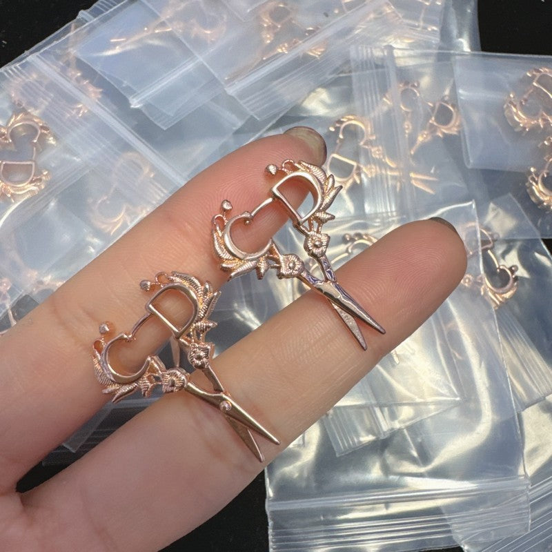 CD Scissors Gold Earrings