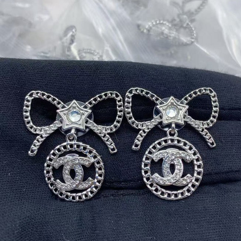 CC Bow Tie Diamond Earrings