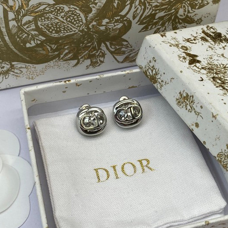 CD Crystal White Gold Earrings