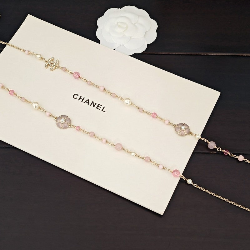 CC Pink Pearl Long Necklace