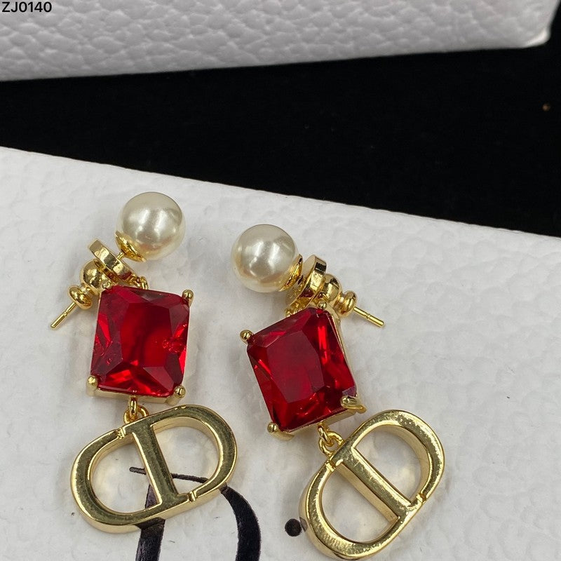 CD Red Crystal Pearl Earrings