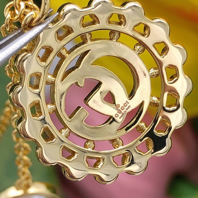 GG Pearl Round Gold Chain Necklace
