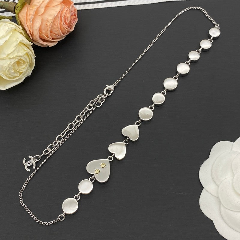 CC Diamond Hearts White Gold Necklace