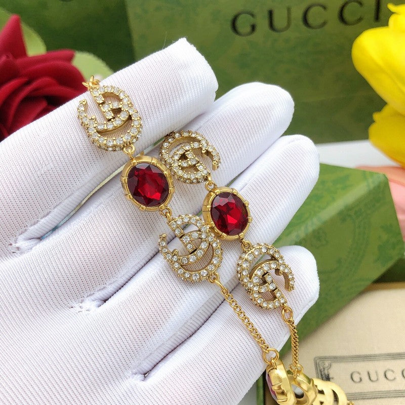 GG Red Crystal Gold Chain Necklace