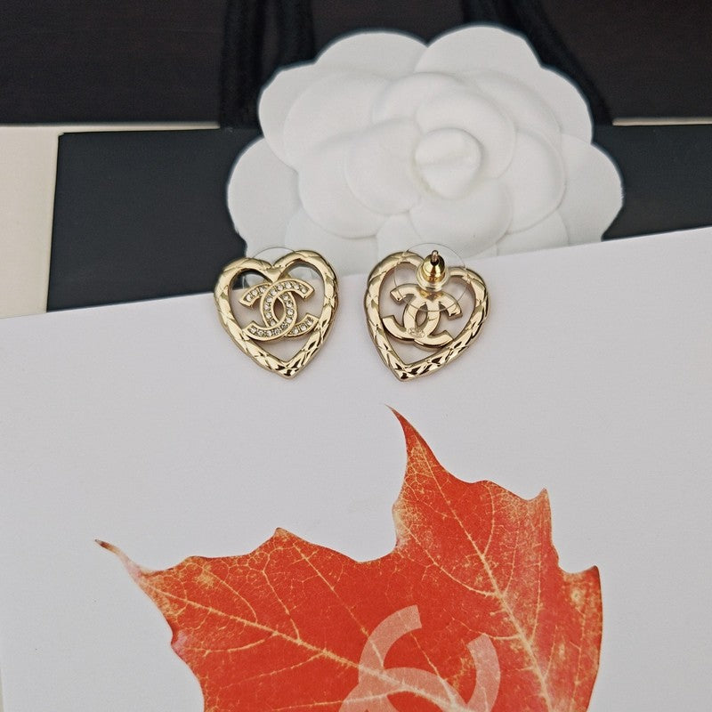 CC Heart Diamond Earrings