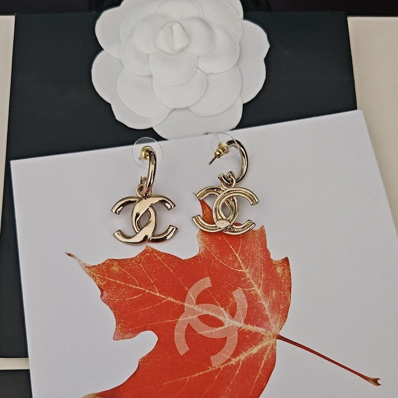 CC Gold Pendant Earrings