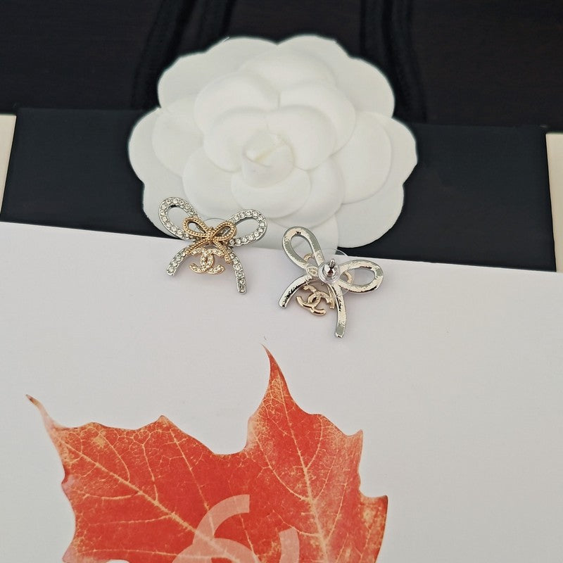 CC Bow Tie Diamond Earrings