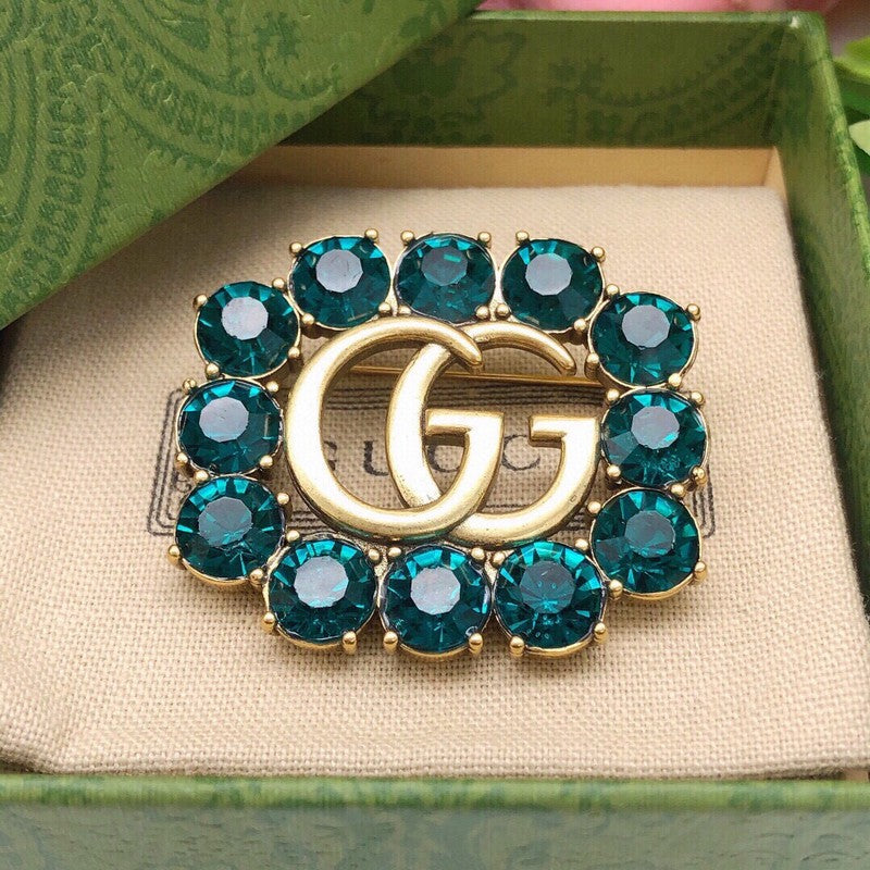 GG Grren Crystal Brooch