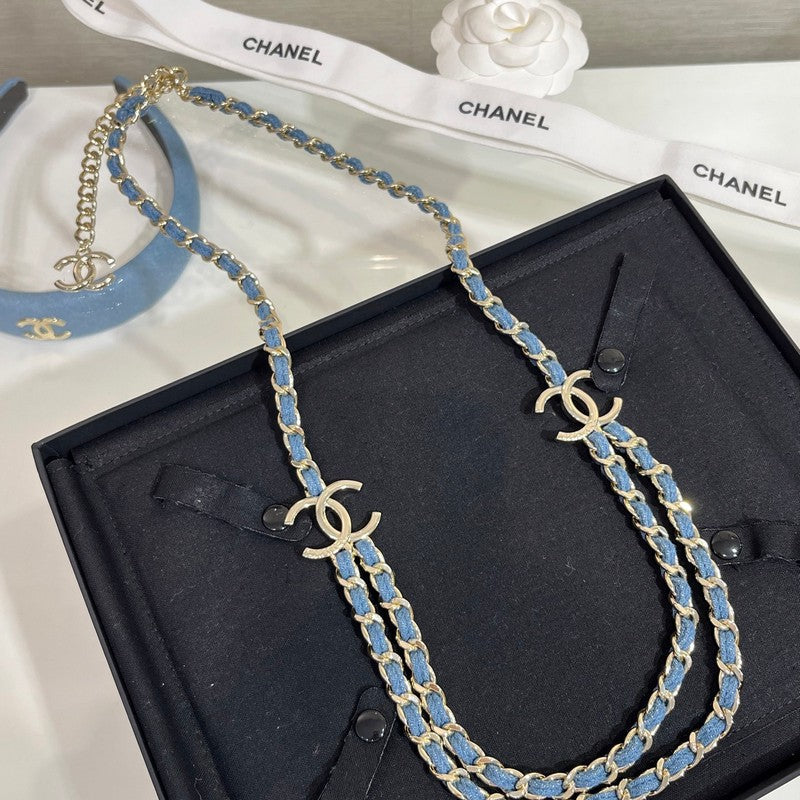 CC 25P Blue Jean Leather Necklace