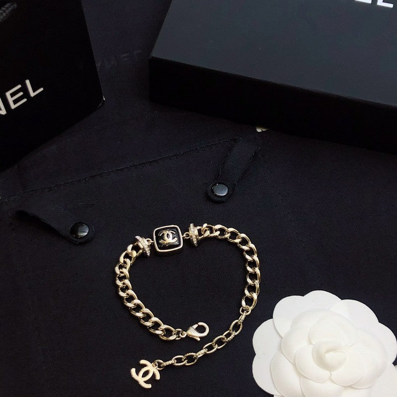 CC Black Logo Gold Chain Necklace