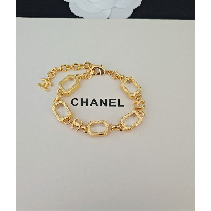 CC Crystal Gold Chain Bracelet