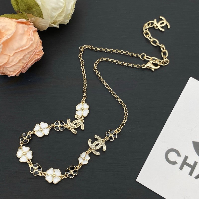 CC Black & White Camellia Necklace