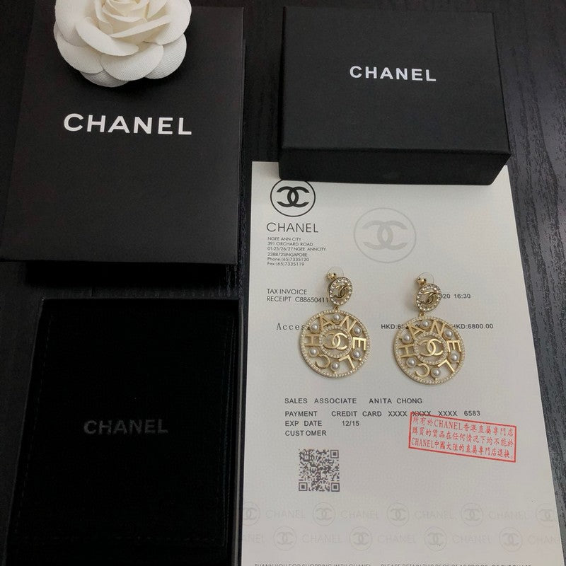 CC Pearl Pendant Earrings