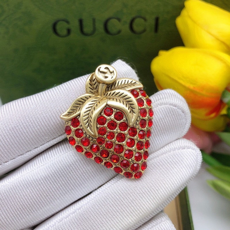 GG Strawberry Crystal Brooch
