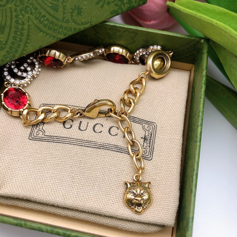 GG Interlocking G Red Crystal Bracelet