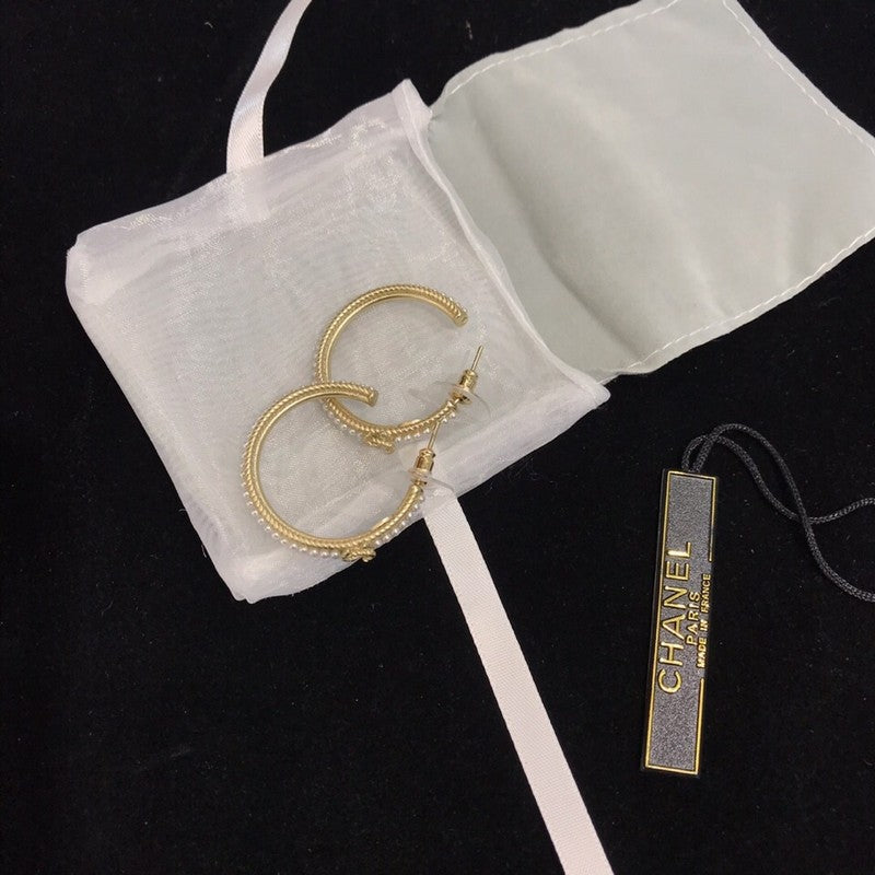 CC Pave Pearl Gold Earrings