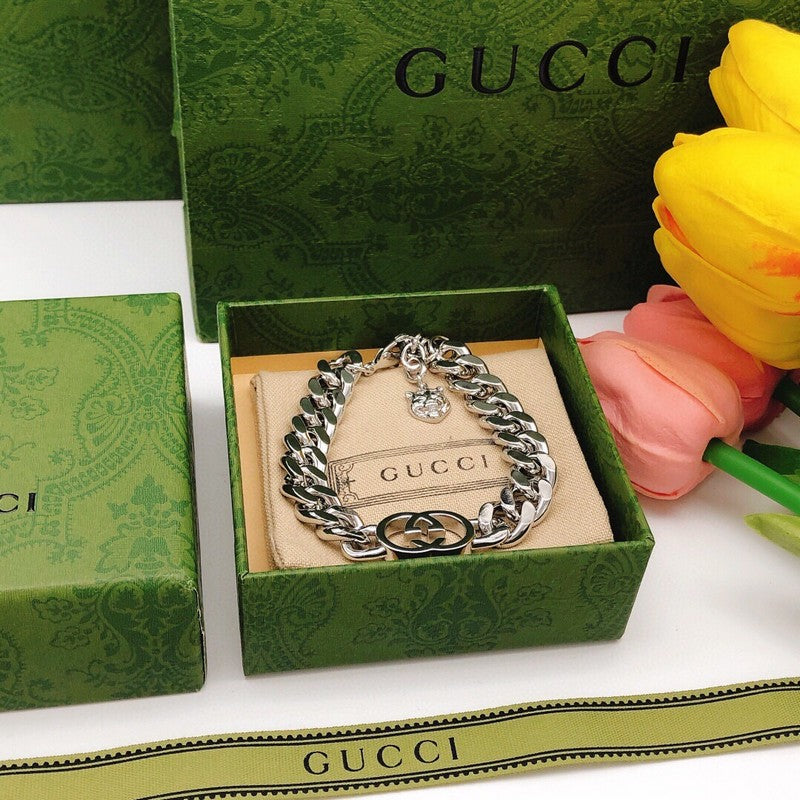 GG Interlocking G White Gold Chain Bracelet