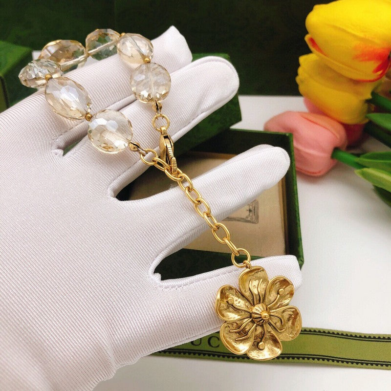 GG Crystal Flower Pendant Bracelet