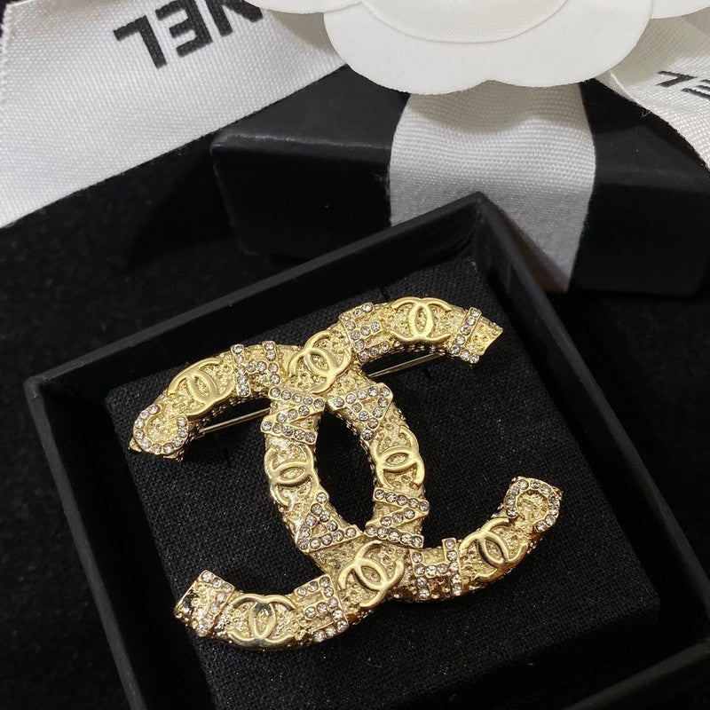 CC Diamond Gold Brooch