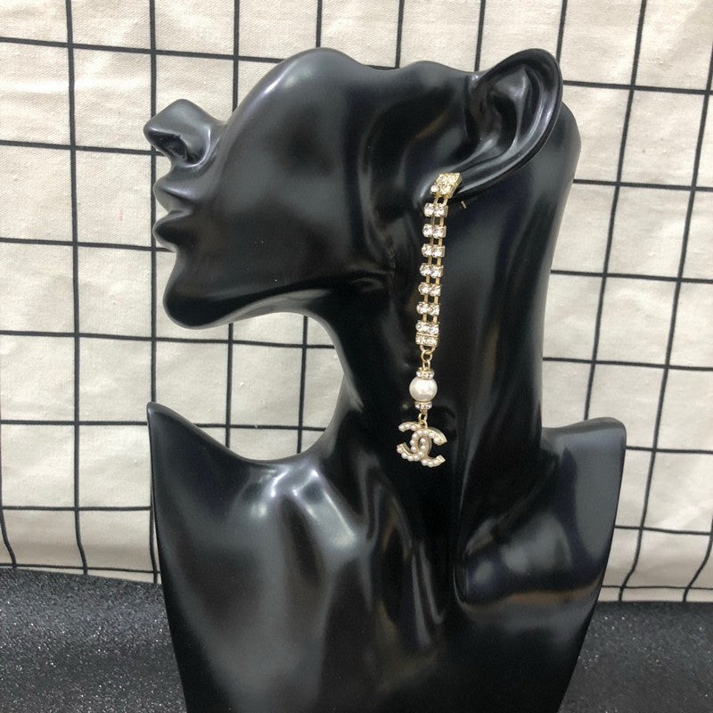 CC Diamond Tassel Long Earrings