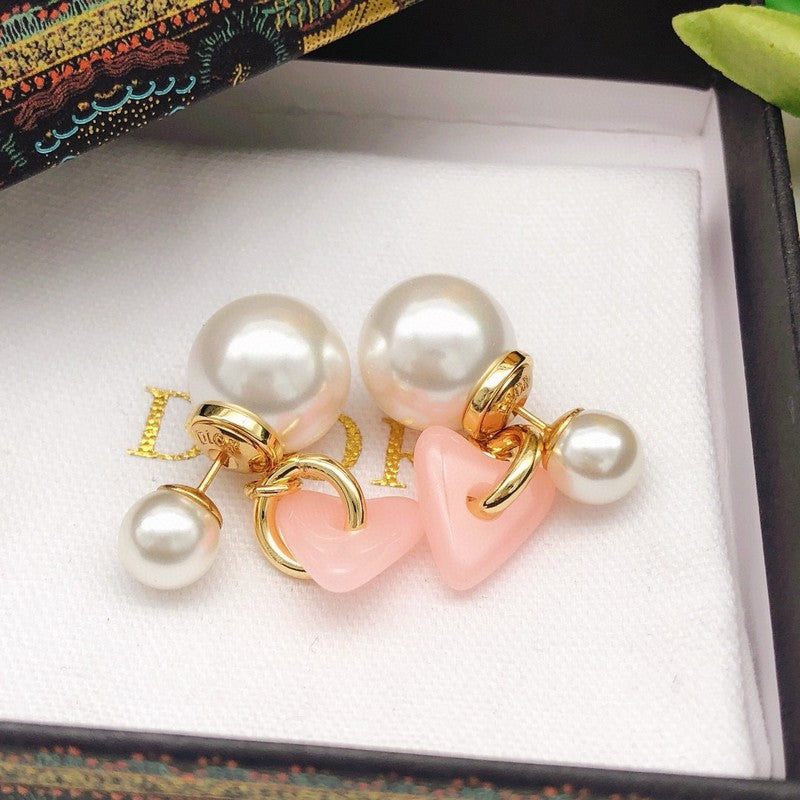 CD Pink Heart Drop Earrings