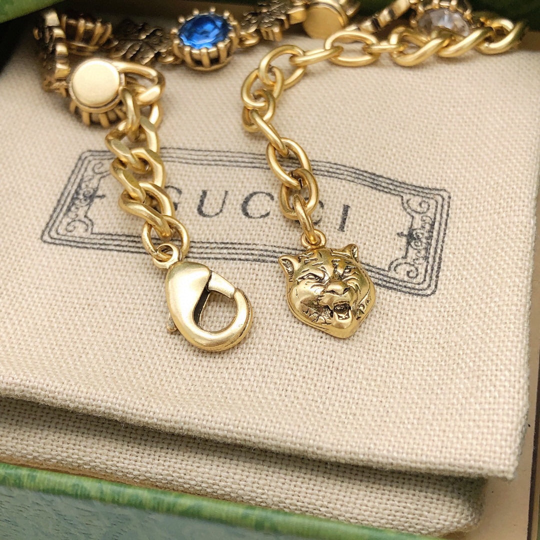 GG Interlocking G Crystals Bracelet