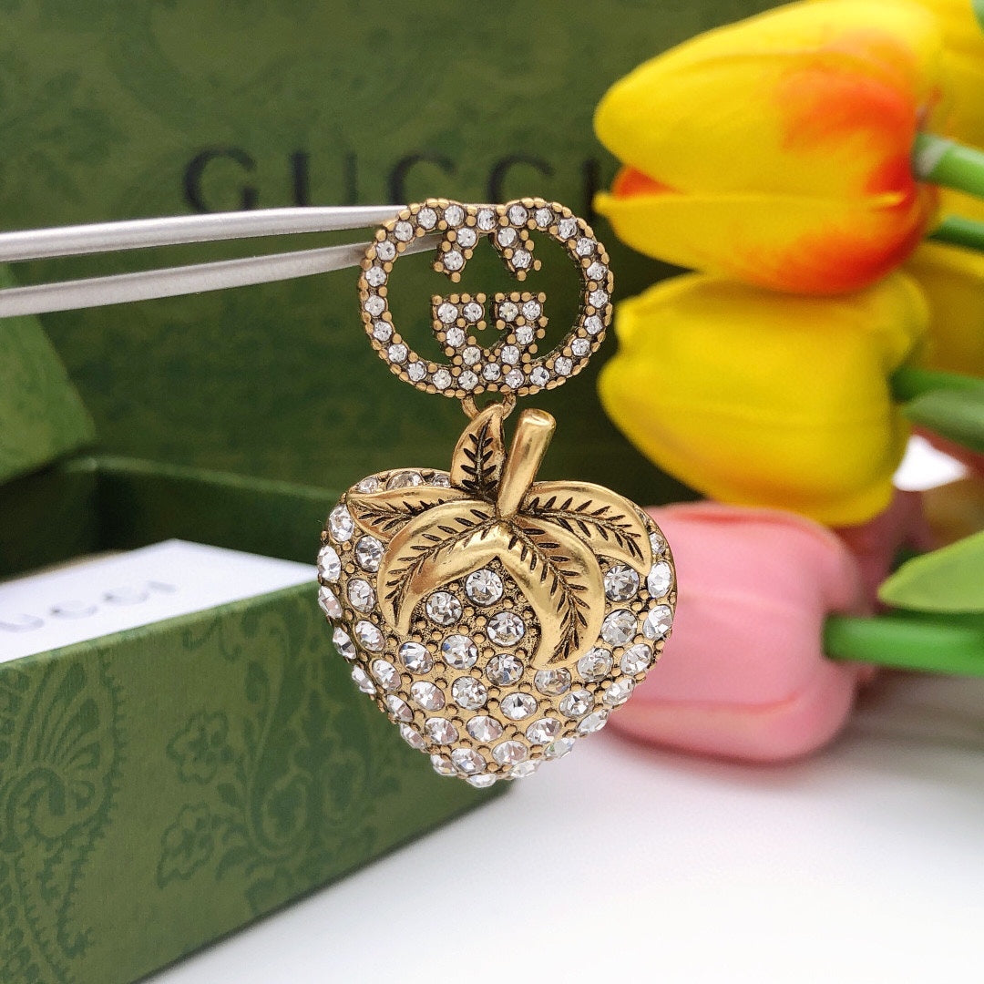 GG Crystal Strawberry Pendant Earrings