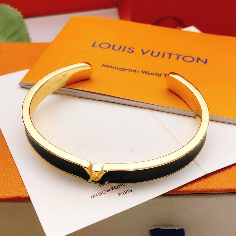 Louis Black Gold Open Cuff Bracelet