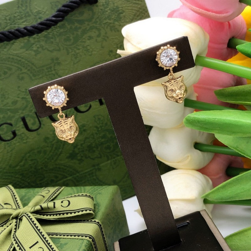 GG Tiger Crystal Earrings