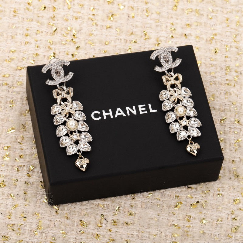 CC Crystal Drop Long Earrings