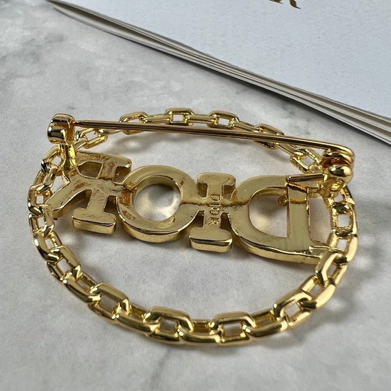 CD Color Crystal Gold Brooch