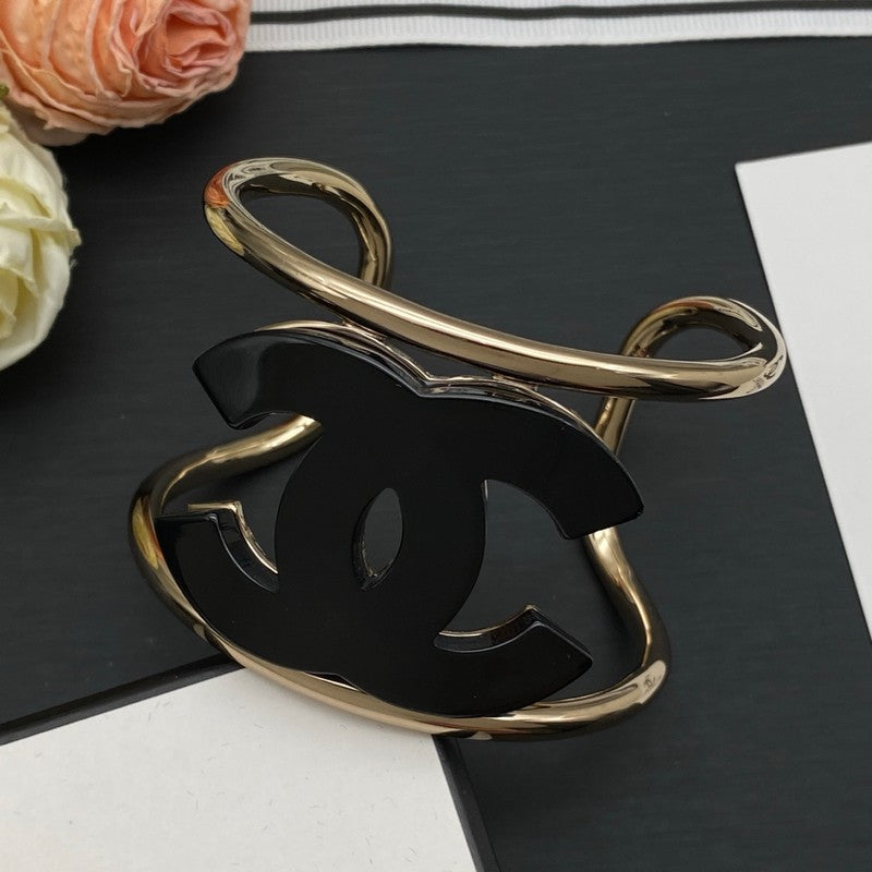CC Black & White Gold Cuff Bracelet