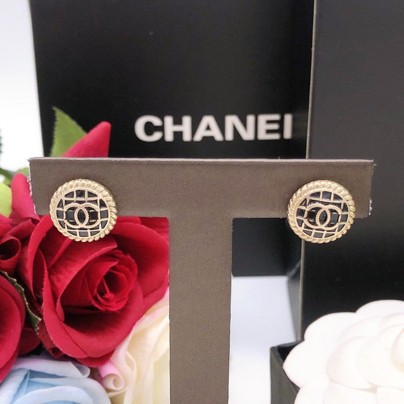 CC Black & Gold Round Earrings