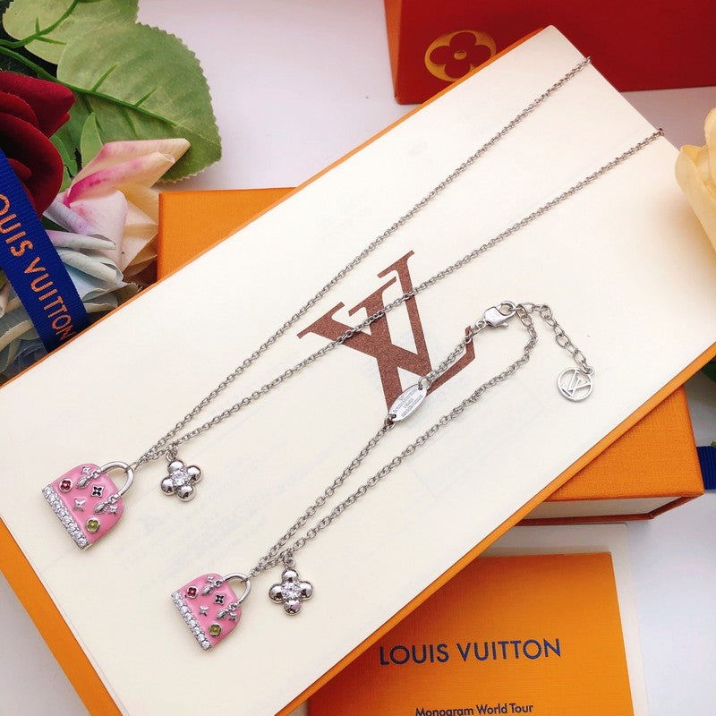 Louis Pink Bag Gold Bracelet