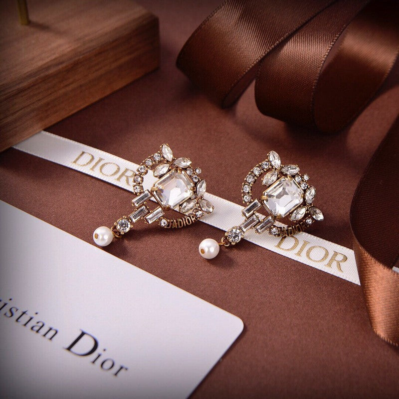 CD Crystal Gold Earrings