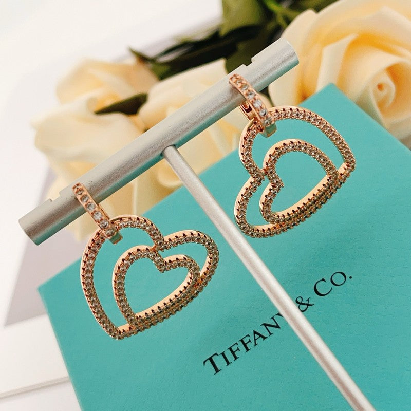 T Heart Diamond Earrings